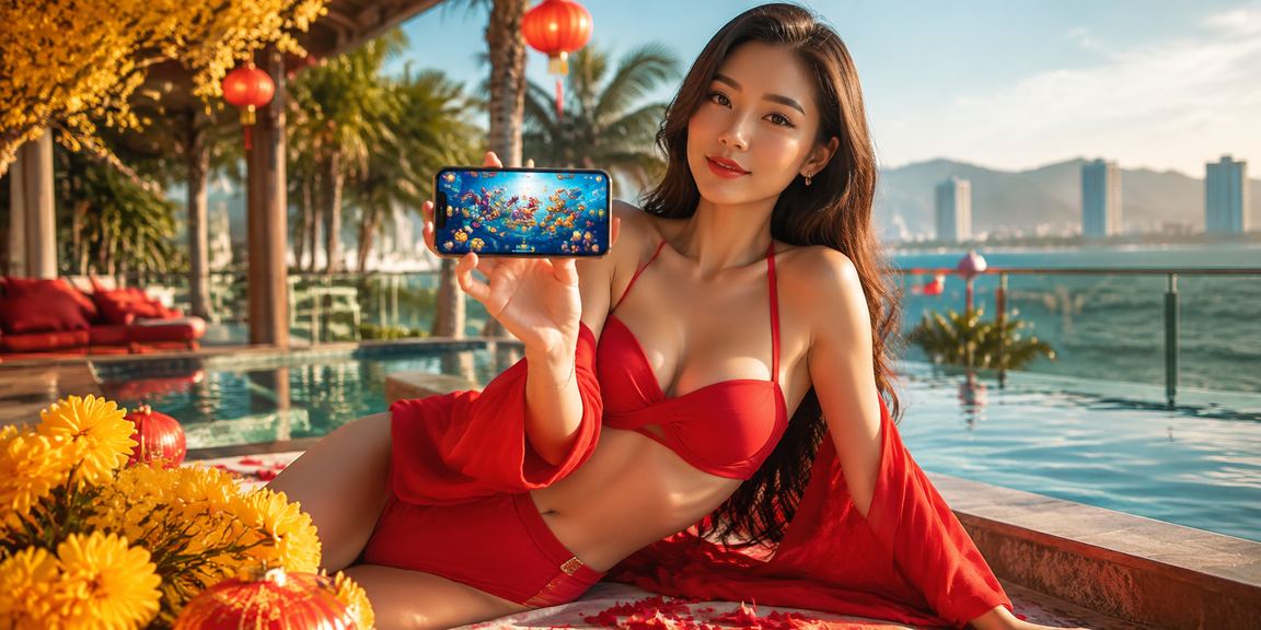 Người chơi thưởng thức trò chơi bắn cá trực tuyến bên bãi biển Đà Nẵng