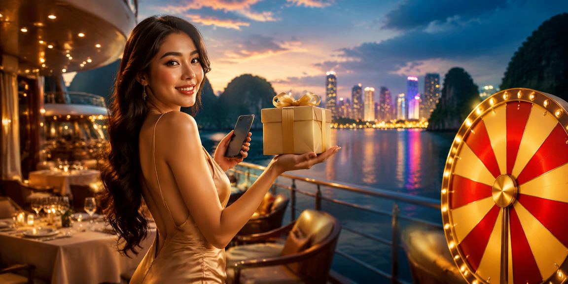 Người chơi trải nghiệm roulette casino trực tuyến với khung cảnh Hạ Long Bay